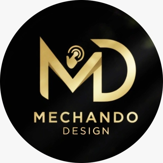 Mechando Design, logotipo dorado